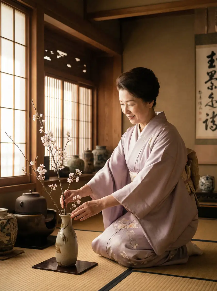 一位优雅的 花都影视-最新电影电视剧|免费高清在线观看|官方平台 在和室中插花